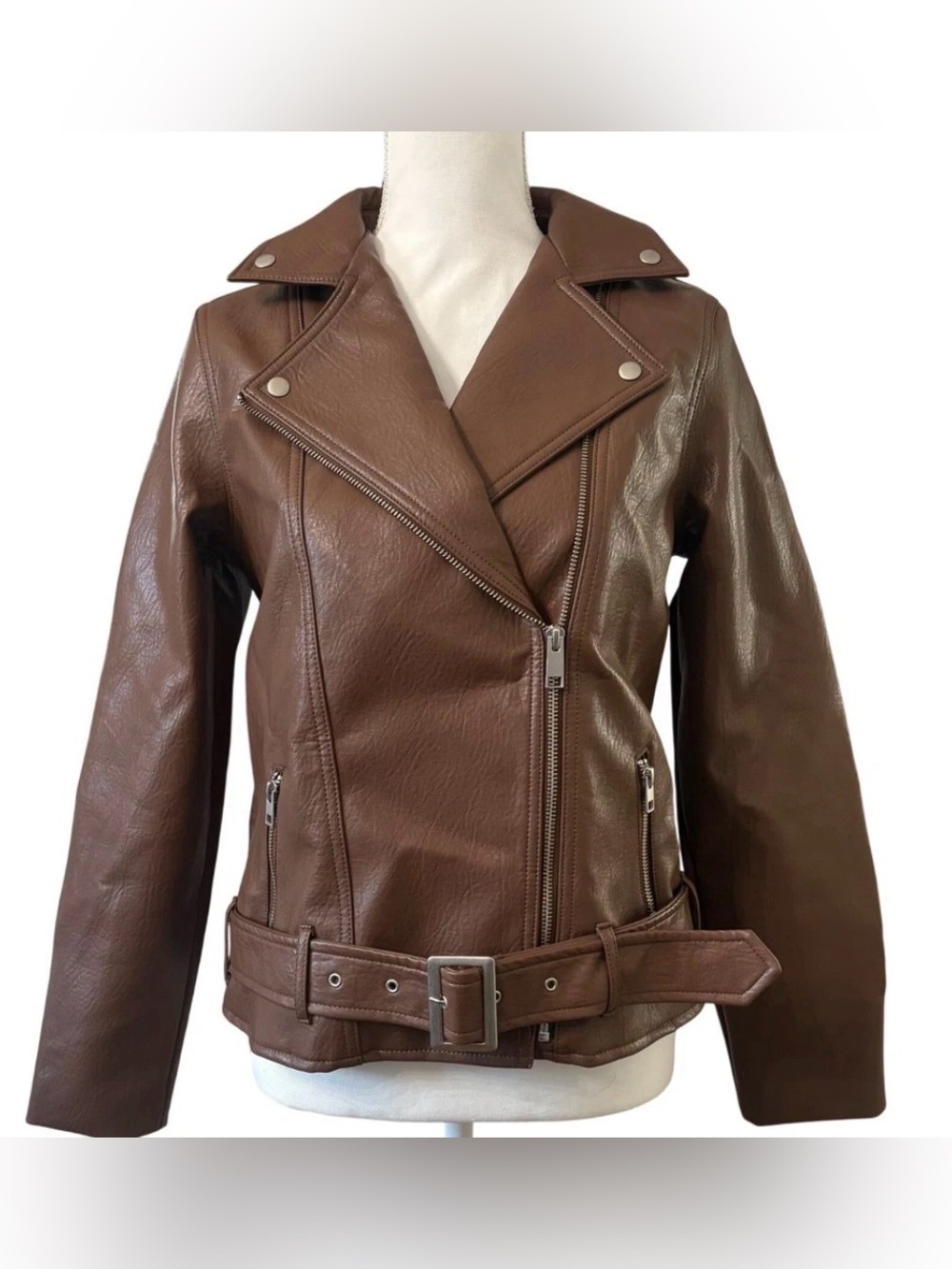 Old Navy Brown Faux Leather Moto Jacket